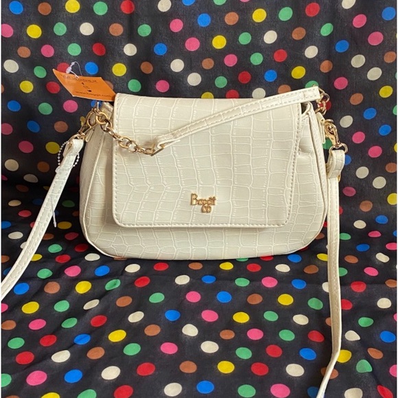 NWT BAGGIT LEO FOLIO CROCODILE WHITE SLING BAG - Picture 8 of 14